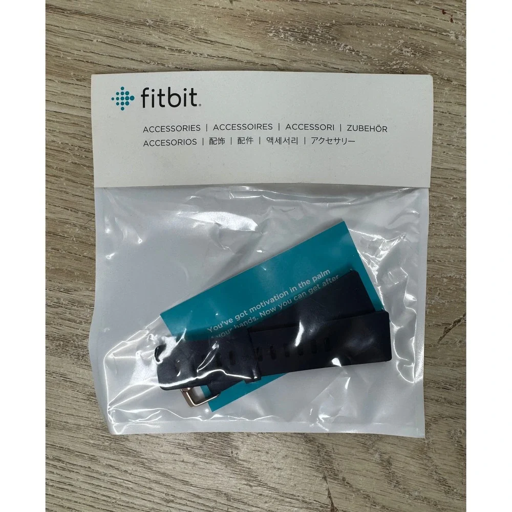 Fitbit Versa Navy Blue Silicone Replacement Watch Band Rose Gold Tone Buckle NEW